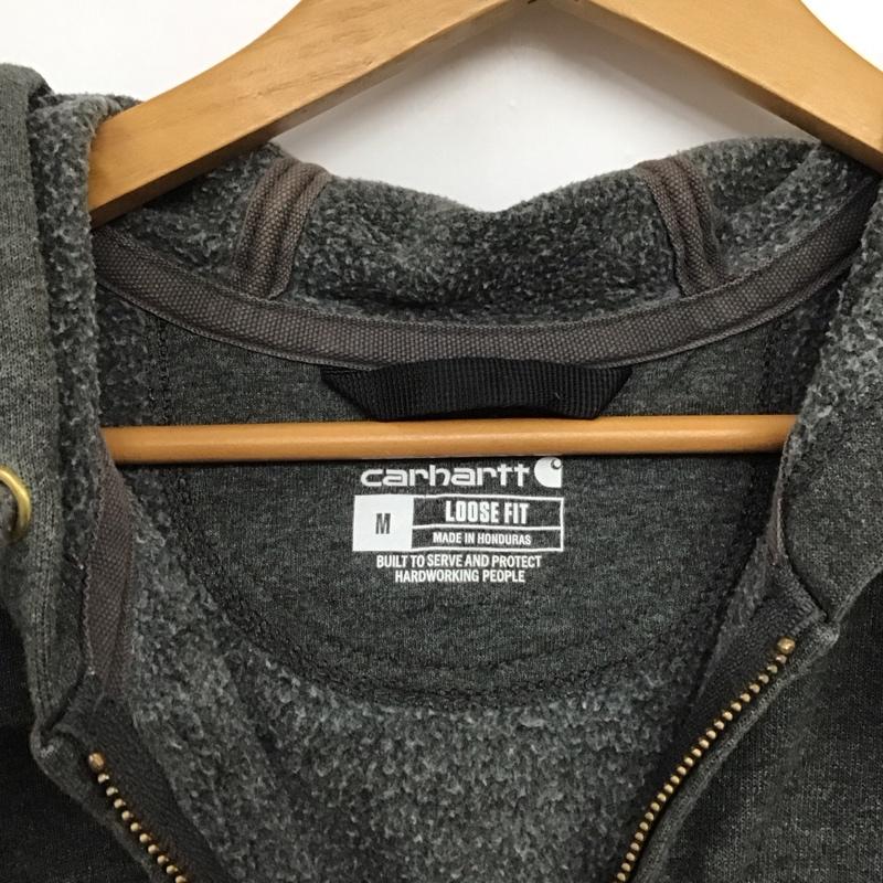 カーハート Carhartt パーカー 長袖 長袖ジップアップパーカー スウェットパーカー M ロゴ、文字 黒 / ブラック /  メンズ USED 古着 中古 10141804