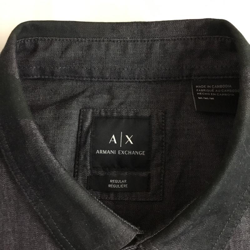 アルマーニエクスチェンジ ARMANI EXCHANGE シャツ、ブラウス 半袖 6ZZC52 ZNZQZ M ロゴ、文字 紺 / ネイビー /  メンズ USED 古着 中古 10119739