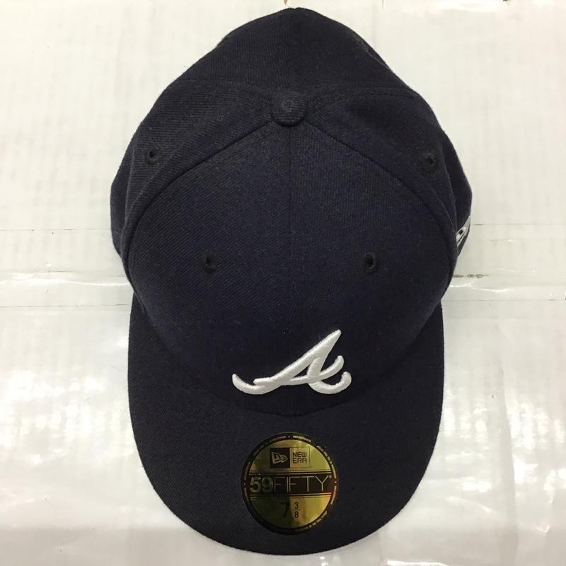 ニューエラ NEW ERA 帽子 キャップ 59FIFTY MLBオンフィールド アトランタ ブレーブス ロード ロゴ、文字 紺 / ネイビー /  メンズ USED 古着 中古 10117956