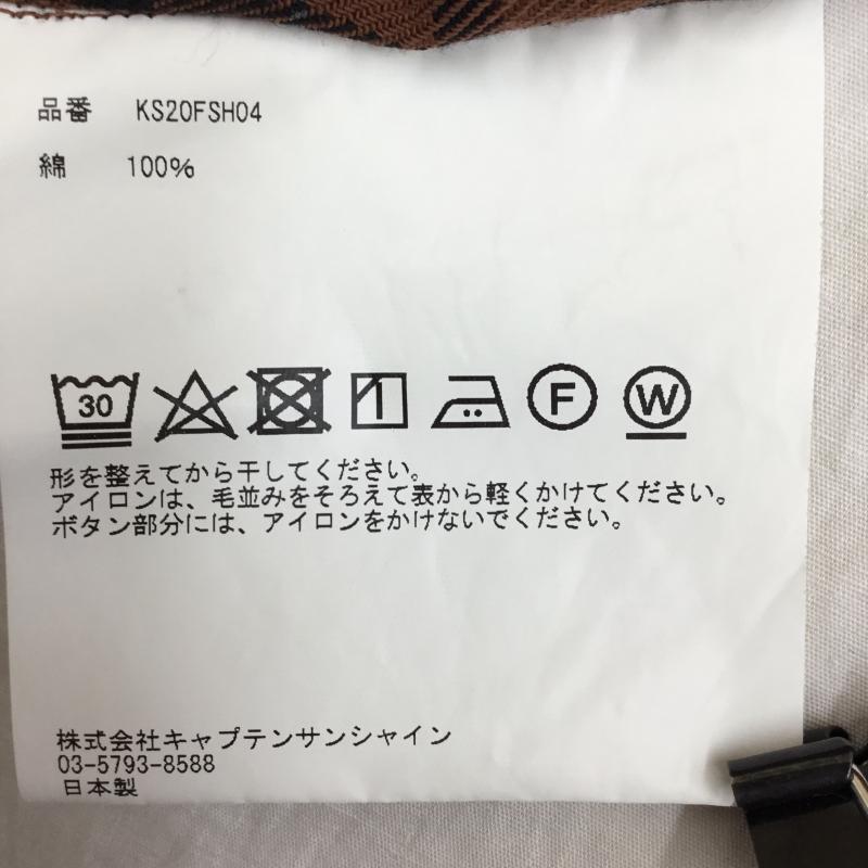 キャプテン サンシャイン Kaptain Sunshine シャツ、ブラウス 長袖 KAPTAIN SUNSHINE キャプテンサンシャイン Cotton Flannel Open Collar Shirt コットンフランネルオープンカラーシャツ 36 格子柄 茶 / ブラウン /  メンズ USED 古着 中古 10135892