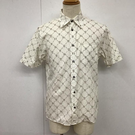 バーバリーブラックレーベル BURBERRY BLACK LABEL シャツ、ブラウス 半袖 BMW35-002-02 モノグラム 3 総柄 白 / ホワイト /  メンズ USED 古着 中古 10118754