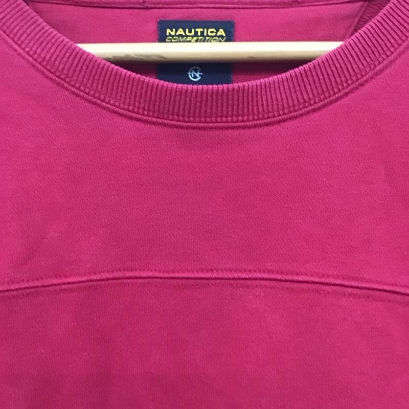 ノーティカ NAUTICA トレーナー 長袖 長袖スウェット カットソー クルーネック XL ロゴ、文字 赤 / レッド /  メンズ USED 古着 中古 10132269
