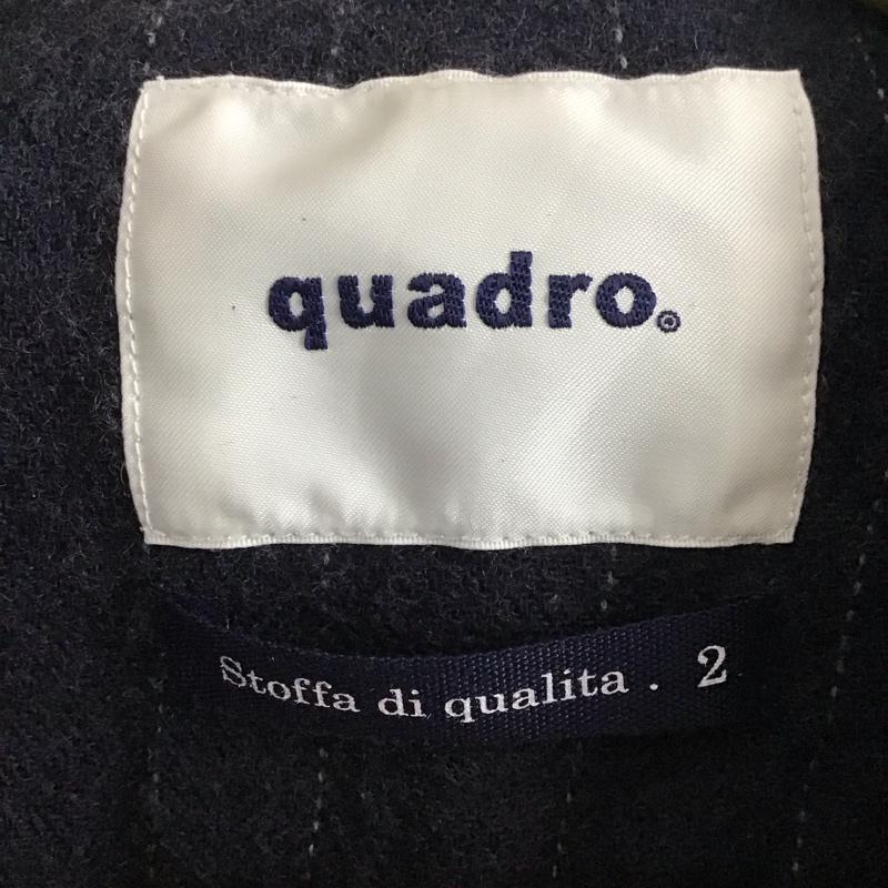 クオドロ quadro シャツ、ブラウス 長袖 長袖シャツ ストライプシャツ ノーカラーシャツ 2 ストライプ 紺 / ネイビー /  メンズ USED 古着 中古 10131550