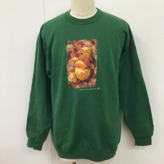 古着 USED トレーナー 長袖 長袖トレーナー スウェット クルーネック リブスウェットカットソー L プリント 緑 / グリーン /  メンズ USED 古着 中古 10116405