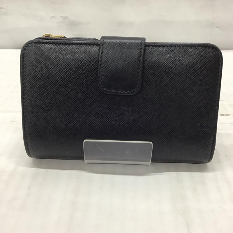 プラダ PRADA 財布 二つ折り 1ML225 箱有 ロゴ、文字 黒 / ブラック /  レディース USED 古着 中古 10120215