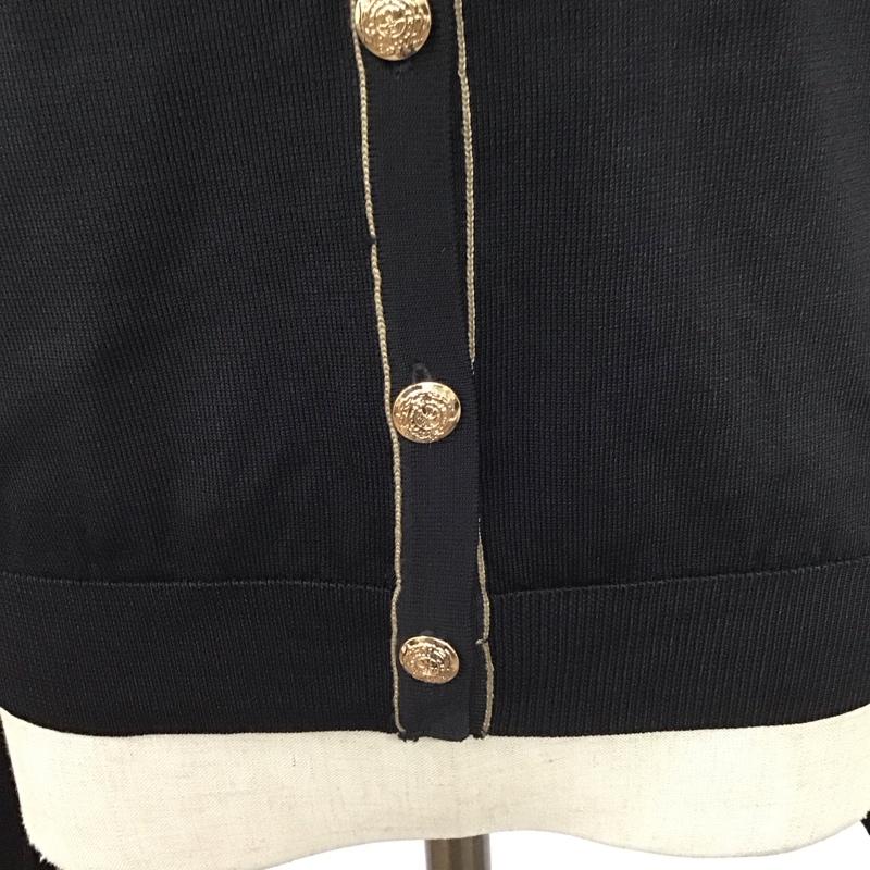 ザラ ZARA カーディガン 長袖 長袖ニットカーディガン リブニットカーディガン 前ボタン M 無地 黒 / ブラック /  レディース USED 古着 中古 10123857