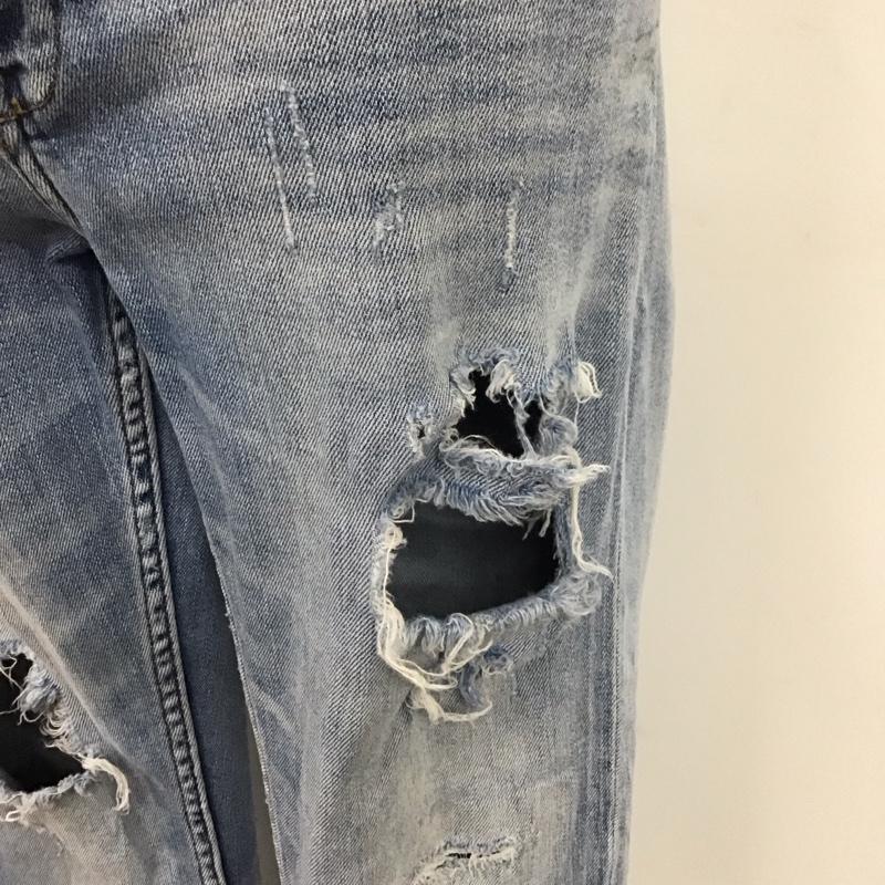 ザラ ZARA パンツ デニム、ジーンズ デニムパンツ スリムパンツ ストレッチパンツ ジーンズ ダメージ加工 34 無地 インディゴ / インディゴ /  レディース USED 古着 中古 10115192