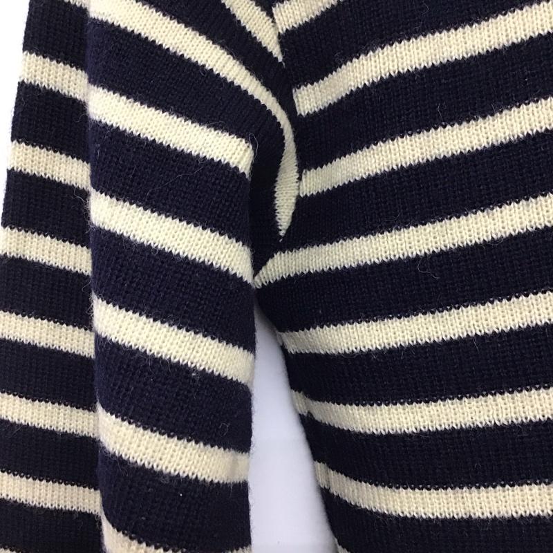 古着 USED ニット、セーター 長袖 長袖ニットカットソー スタンドネック セーター 48 ボーダー柄 白 / ホワイト / X 紺 / ネイビー /  メンズ USED 古着 中古 10142359