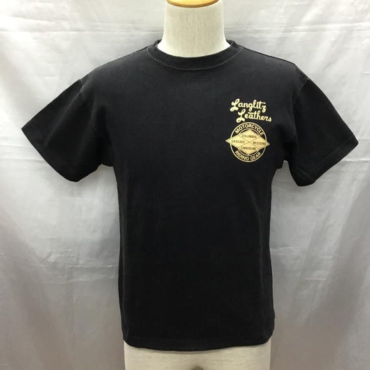 ラングリッツレザーズ Langlitz Leathers Tシャツ 半袖 半袖カットソー プリントTシャツ クルーネックカットソー S ロゴ、文字 黒 / ブラック /  メンズ USED 古着 中古 10116714