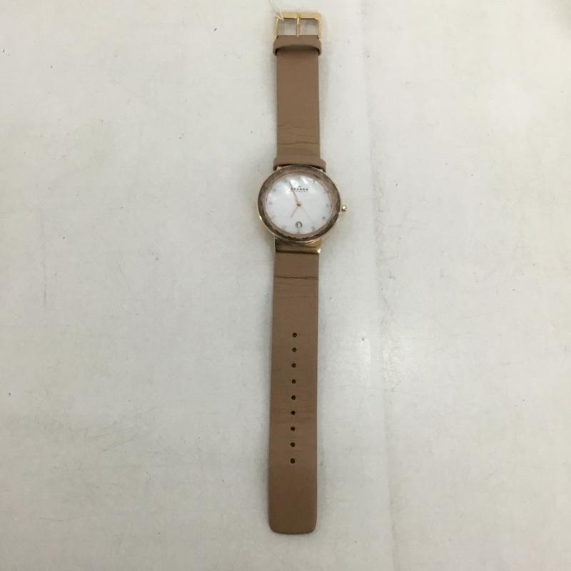 スカーゲン SKAGEN 腕時計 アナログ（クォーツ式） SKW2168 レザーベルト ロゴ、文字 ベージュ / ベージュ /  レディース USED 古着 中古 10135184