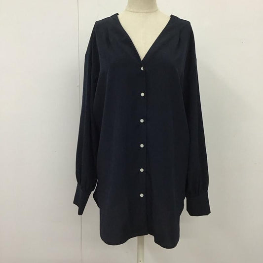 アダムエロペ ADAM ET ROPE  シャツ、ブラウス 長袖 GAH-50010-A バックVネックブラウス FREE 無地 紺 / ネイビー /  レディース USED 古着 中古 10116316