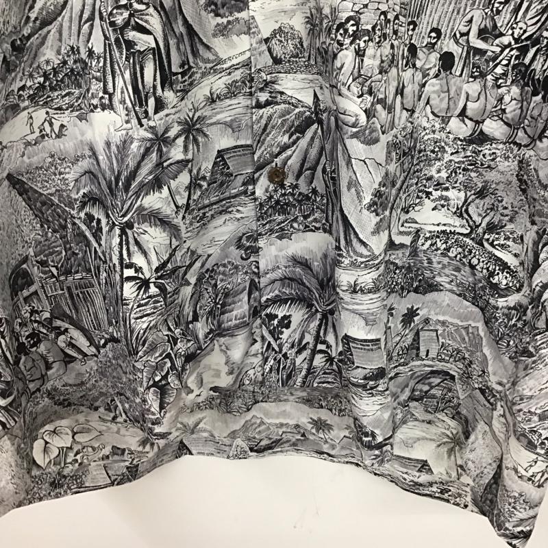 シアーズ SEARS シャツ、ブラウス 半袖 半袖シャツ プリントシャツ ポケットシャツ アロハシャツ プリント 白 / ホワイト / X 黒 / ブラック /  メンズ USED 古着 中古 10135963