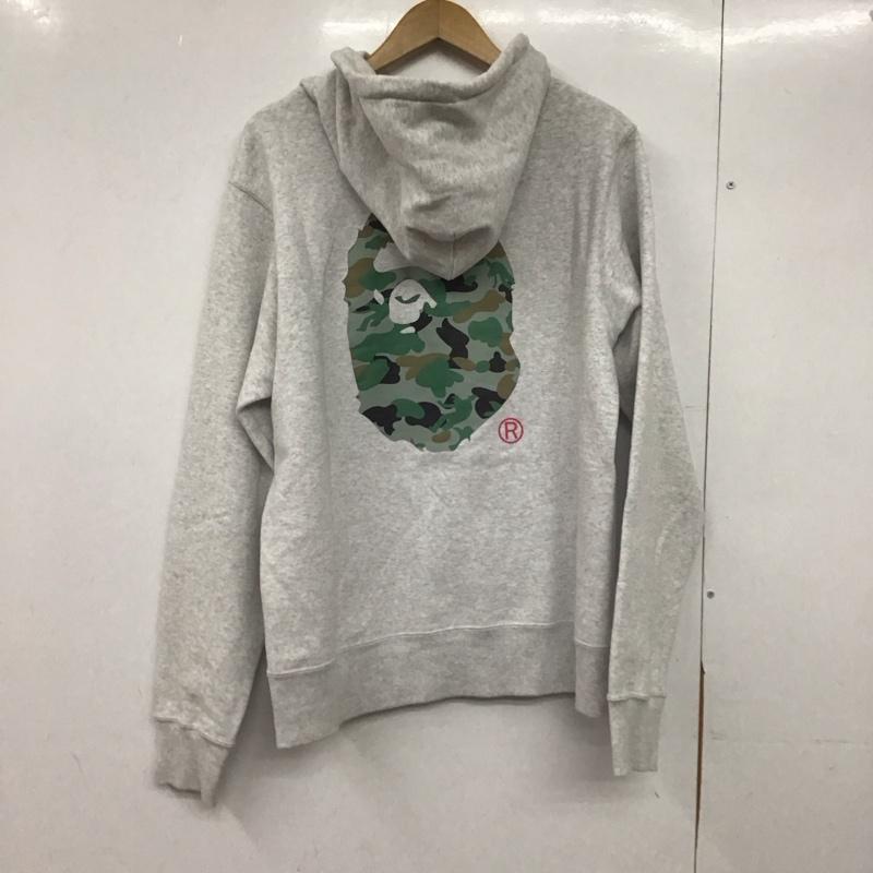 アベイシングエイプ A BATHING APE パーカー 長袖 長袖 L ロゴ、文字 灰 / グレー /  メンズ USED 古着 中古 10146570