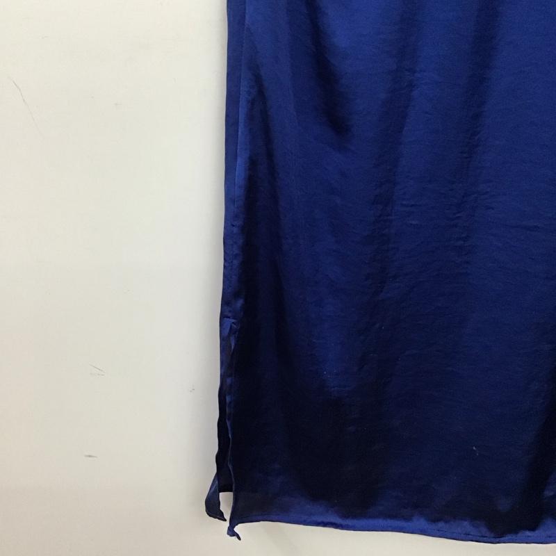 ビームスライツ BEAMS LIGHTS ワンピース ロングスカート 長袖ロングワンピース ノーカラーシャツワンピース 36 無地 青 / ブルー /  レディース USED 古着 中古 10146156