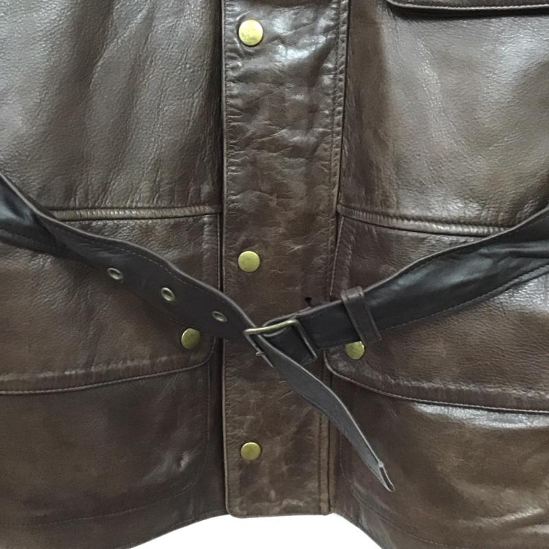 古着 USED ジャケット、上着 ジャケット、ブレザー レザージャケット ジップアップジャケット アウター 無地 茶 / ブラウン /  メンズ USED 古着 中古 10144807