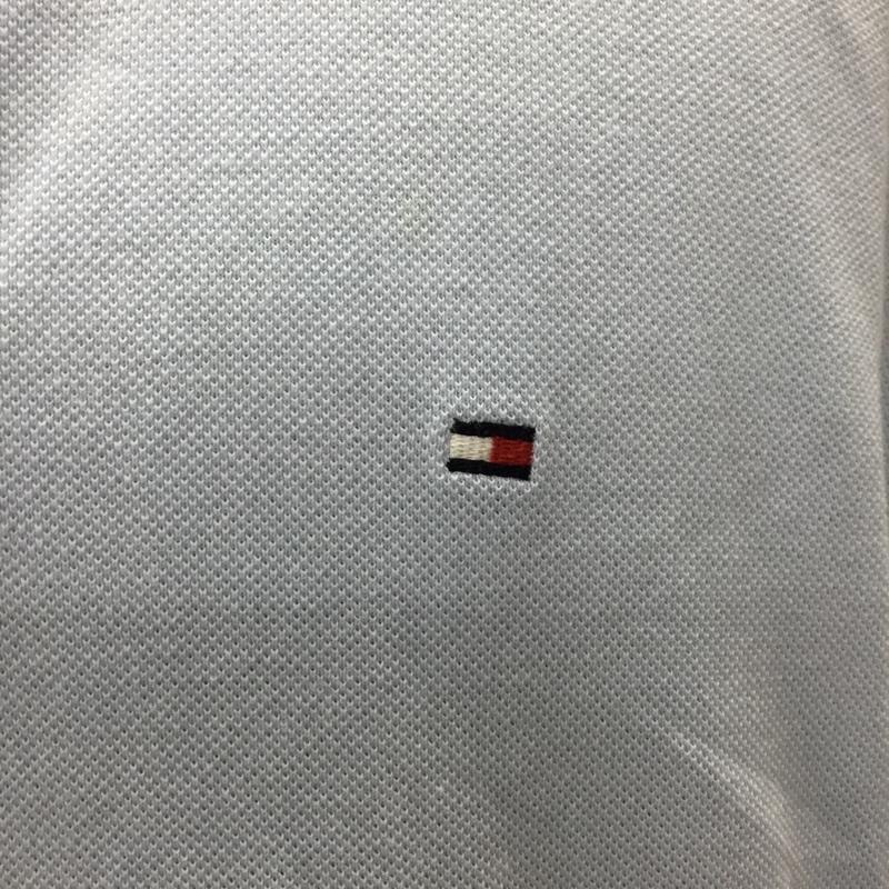 トミーヒルフィガー TOMMY HILFIGER ポロシャツ 半袖 半袖ポロシャツ カラーシャツ 半袖カットソー XL ロゴ、文字 水色 / ライトブルー /  メンズ USED 古着 中古 10115824