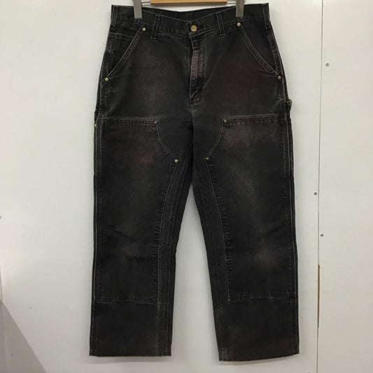 カーハート Carhartt パンツ デニム、ジーンズ デニムパンツ ワイドパンツ カジュアルパンツ 00s ufcw アメリカ製 ダブルニー 33インチ ロゴ、文字 黒 / ブラック /  メンズ USED 古着 中古 10137109
