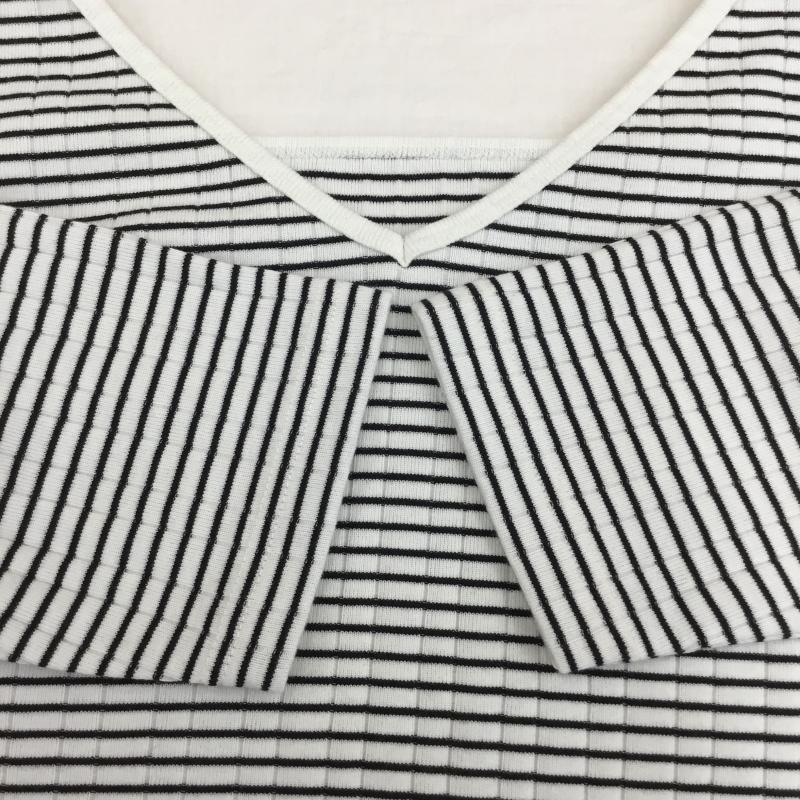 アズールバイマウジー AZUL BY MOUSSY カットソー 七分袖 L ボーダー柄 黒 / ブラック / X 白 / ホワイト /  レディース USED 古着 中古 10137603