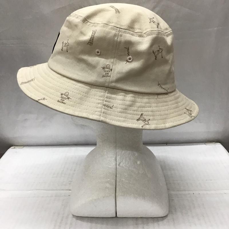スラッシャー THRASHER 帽子 ハット SKATE AND DESTROY バケットハット 総柄 ベージュ / ベージュ /  メンズ USED 古着 中古 10114323