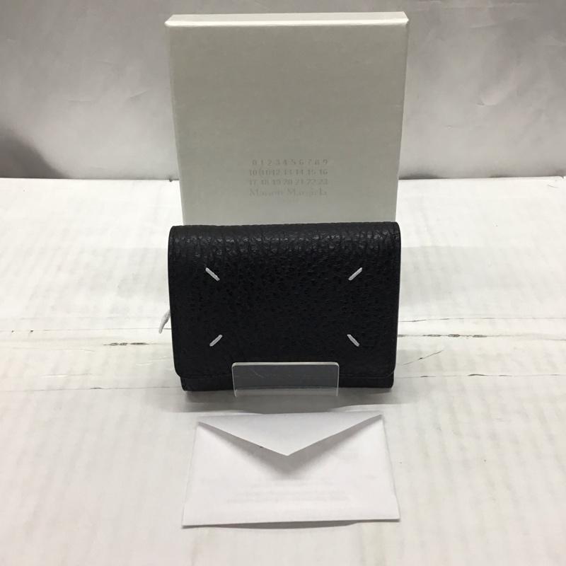 メゾン マルジェラ Maison Margiela 財布 コンパクト財布 三つ折り SA3UI0010 タグ付き 箱有 無地 黒 / ブラック /  メンズ USED 古着 中古 10118897