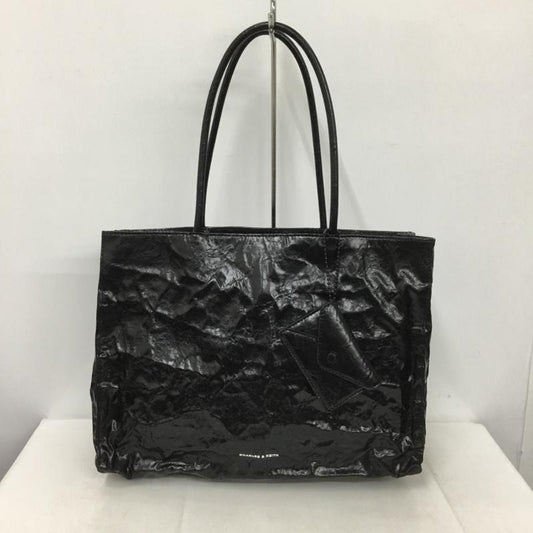 チャールズアンドキース charles&keith トートバッグ トートバッグ 30782346 Matina ラージマチナ クリンクルエフェクトトートバッグ ロゴ、文字 黒 / ブラック /  レディース USED 古着 中古 10137430
