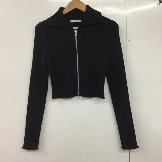 スライ SLY カーディガン 長袖 DAMAGING RIB ZIPPED カーディガン 030GAY70-1560 FREE 無地 黒 / ブラック /  レディース USED 古着 中古 10141238