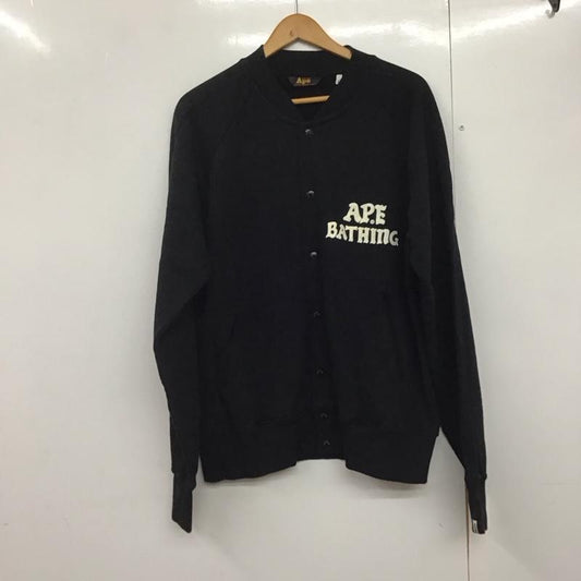 アベイシングエイプ A BATHING APE ジャケット、上着 ジャケット、ブレザー カジュアルジャケット アウター ノーカラージャケット ラグラン L ロゴ、文字 黒 / ブラック /  メンズ USED 古着 中古 10143486