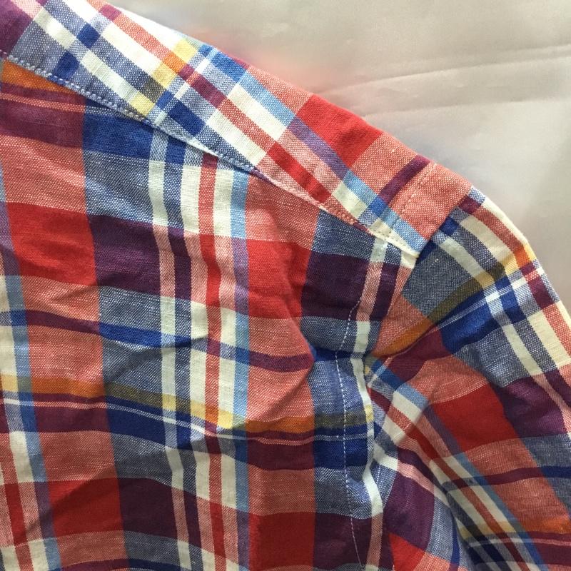 ニューヨーカー NEWYORKER シャツ、ブラウス 半袖 16-77-2736 ボタンダウン コットン リネン 綿麻 M チェック マルチカラー / マルチカラー /  メンズ USED 古着 中古 10117801