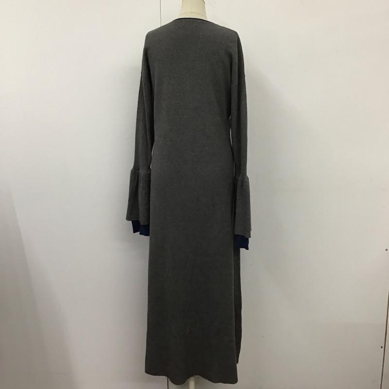 スタイルミキサー STYLEMIXER ワンピース ロングスカート 500GAS73-1760 ランタンカフスニットワンピース ニットワンピース M 無地 灰 / グレー / X 紺 / ネイビー /  レディース USED 古着 中古 10112024
