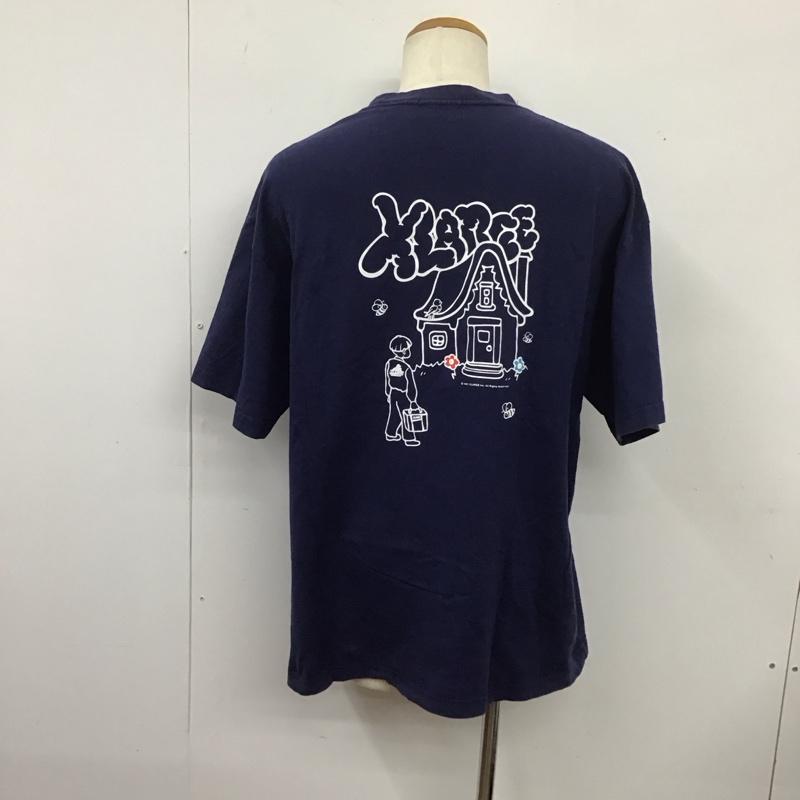 エクストララージ XLARGE Tシャツ 半袖 半袖カットソー プリントTシャツ クルーネックカットソー XL ロゴ、文字 紺 / ネイビー /  メンズ USED 古着 中古 10126656