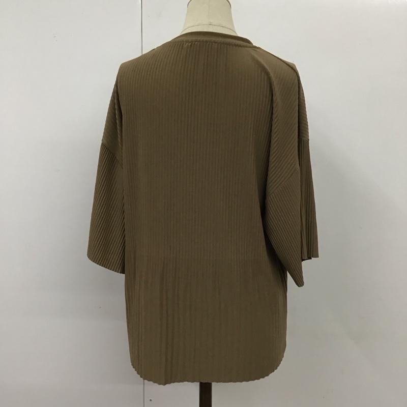 ザラ ZARA カットソー 半袖 プリーツ リブ S 無地 茶 / ブラウン /  レディース USED 古着 中古 10113488