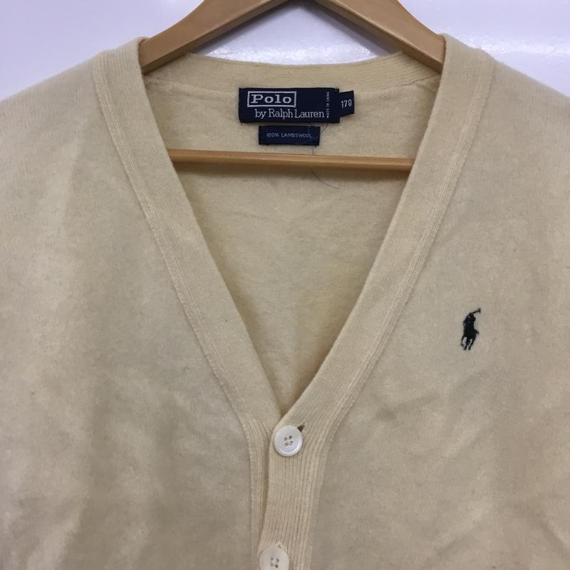 ポロバイラルフローレン Polo by RALPH LAUREN カーディガン 長袖 Vネック ウール 170 ワンポイント 黄 / イエロー /  メンズ USED 古着 中古 10150775