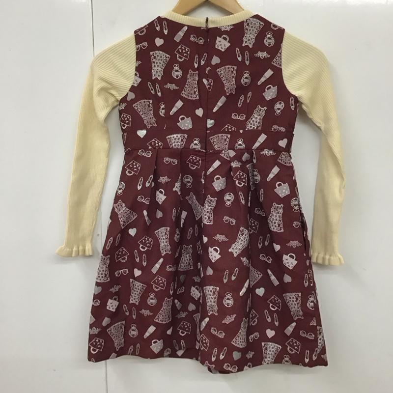 トッカ TOCCA ワンピース ひざ丈スカート OPT8HW0133 長袖 リブニット タグ付き キッズ 130cm 130cm  えんじ / ワインレッド /  ガールズ USED 古着 中古 10114760