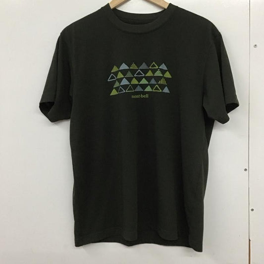 モンベル mont-bell Tシャツ 半袖 1114746 WICT山文様 半袖カットソー プリントTシャツ クルーネック M ロゴ、文字 カーキ / カーキ /  メンズ USED 古着 中古 10133515