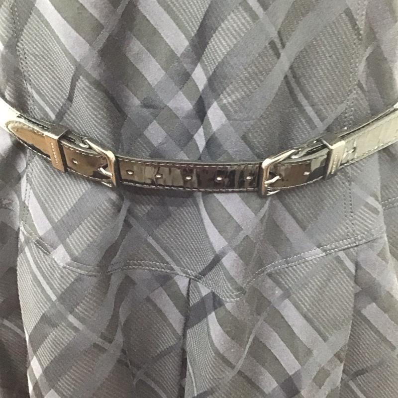 バーバリーロンドン Burberry London ワンピース ひざ丈スカート FMG18-037-28 ノースリーブ ベルト付き 44 チェック 黒 / ブラック /  レディース USED 古着 中古 10112958