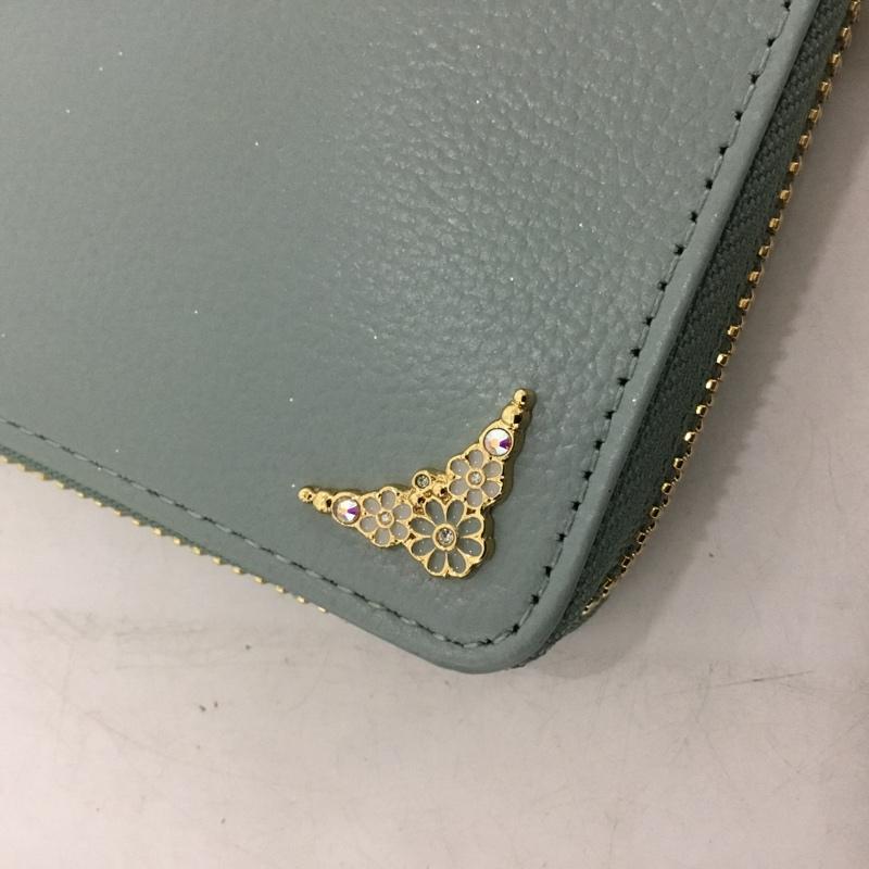 サマンサタバサ プチチョイス Samantha Thavasa Petit Choice 財布 長財布 ラウンドファスナー ビジュー 箱有 ロゴ、文字 薄緑 / ライトグリーン /  レディース USED 古着 中古 10146369