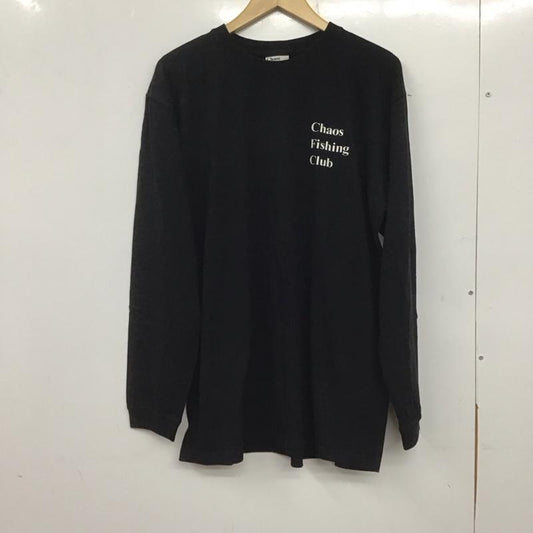 カオス フィッシング クラブ Chaos Fishing Club Tシャツ 長袖 長袖カットソー プリントTシャツ クルーネック L ロゴ、文字 黒 / ブラック /  メンズ USED 古着 中古 10140104