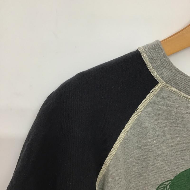 古着 USED Tシャツ 半袖 半袖カットソー プリントTシャツ ラグラン L プリント 灰 / グレー / X 黒 / ブラック /  メンズ USED 古着 中古 10145838