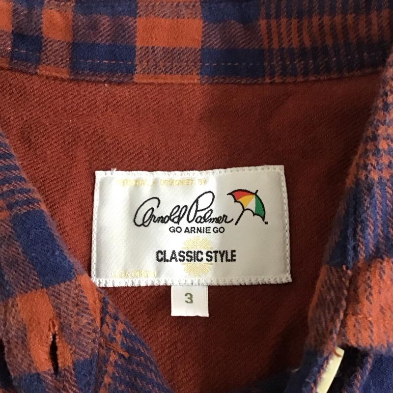 アーノルドパーマー Arnold Palmer ワンピース ひざ丈スカート 701731601-67 シャツワンピース 長袖 ウエストリボン 3 チェック 茶 / ブラウン / X 紺 / ネイビー /  レディース USED 古着 中古 10115426