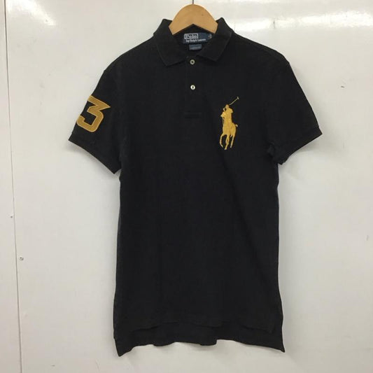 ポロバイラルフローレン Polo by RALPH LAUREN ポロシャツ 半袖 半袖ポロシャツ カラーシャツ 半袖カットソー M ロゴ、文字 黒 / ブラック /  メンズ USED 古着 中古 10136206