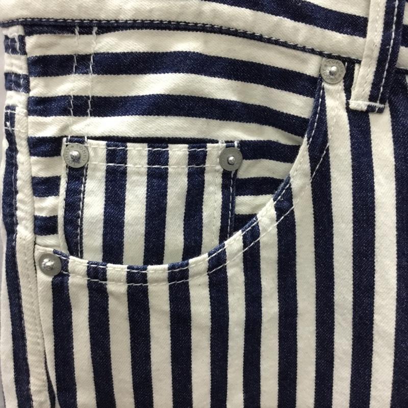 トミー TOMMY パンツ ショートパンツ M ロゴ、文字 X ストライプ 白 / ホワイト / X 青 / ブルー /  メンズ USED 古着 中古 10108740