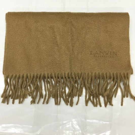ランバン コレクション LANVIN collection マフラー マフラー カシミヤ フリンジ ロゴ、文字 ベージュ / ベージュ /  メンズ USED 古着 中古 10113643