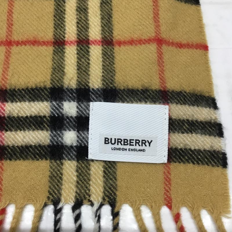 バーバリーロンドン Burberry London マフラー マフラー 8024471 ワッペン フリンジ チェック ベージュ / ベージュ / X 白 / ホワイト / X 黒 / ブラック / X 赤 / レッド /  メンズ USED 古着 中古 10107621