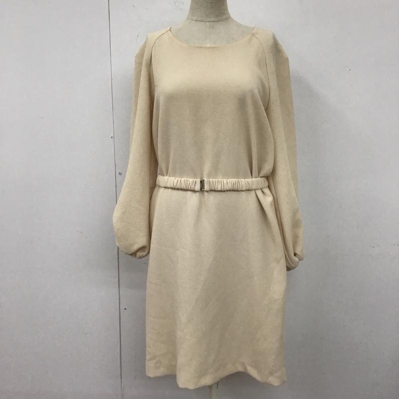 ザラベーシック ZARA BASIC ワンピース ひざ丈スカート 長袖 S 無地 アイボリー / アイボリー /  レディース USED 古着 中古 10109479
