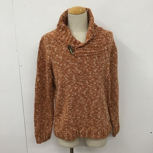 エディーバウアー Eddie Bauer ニット、セーター 長袖 長袖ニット 長袖カットソー リブニット セーター Vネック M 無地 橙 / オレンジ /  メンズ USED 古着 中古 10111261