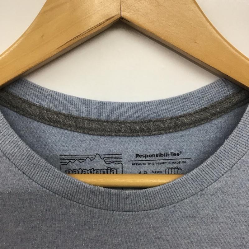 パタゴニア patagonia Tシャツ 長袖 L プリント X ロゴ、文字 水色 / ライトブルー /  メンズ USED 古着 中古 10143314