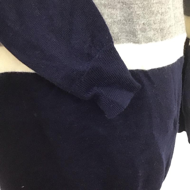 ラコステ LACOSTE ワンピース ひざ丈スカート EF5286 DEVANLAY ニットワンピース Vネック ウール 34 ワンポイント 灰 / グレー / X 白 / ホワイト / X 紺 / ネイビー /  レディース USED 古着 中古 10107939