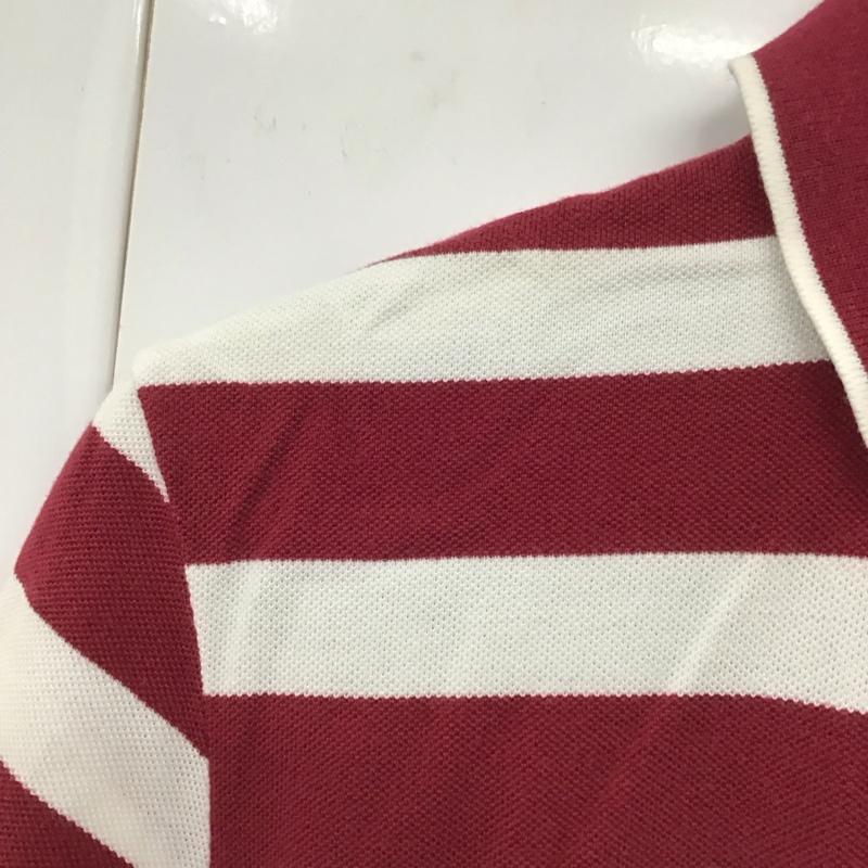 ラコステ LACOSTE ポロシャツ 半袖 半袖ポロシャツ 半袖カットソー カラーシャツ 3 ボーダー柄 白 / ホワイト / X えんじ / ワインレッド /  メンズ USED 古着 中古 10130147