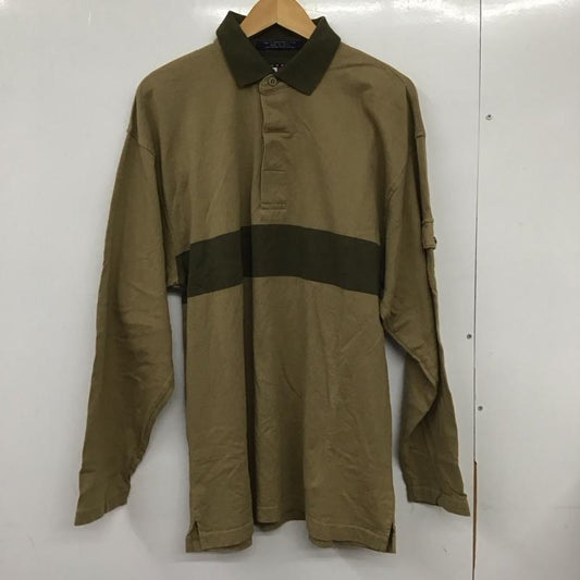 トミーヒルフィガー TOMMY HILFIGER ポロシャツ 長袖 長袖ポロシャツ 長袖カットソー カラーシャツ 90s L 無地 ベージュ / ベージュ /  メンズ USED 古着 中古 10132310