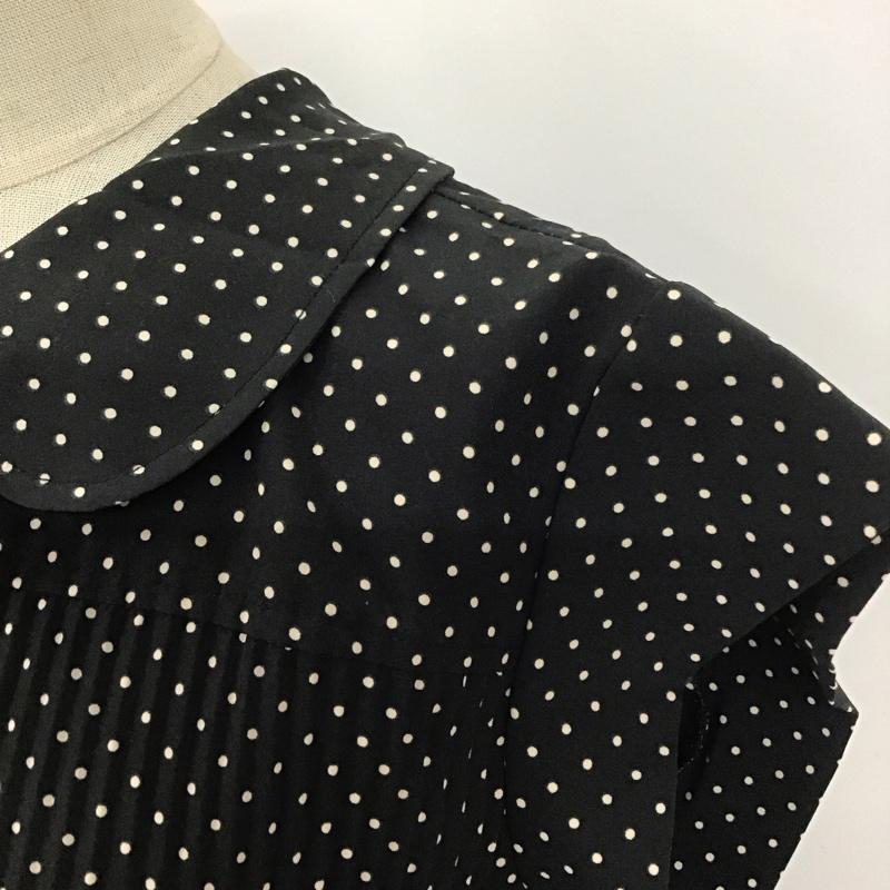 ダズリン dazzlin ワンピース ひざ丈スカート ドットレトロワンピース 半袖ロングワンピース フレアスカート M ドット 白 / ホワイト / X 黒 / ブラック /  レディース USED 古着 中古 10110893